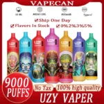 UZY Vaper 9000 Puffs 0% 2% 3% 5% Nicotine Rechargeable Disposable Pod